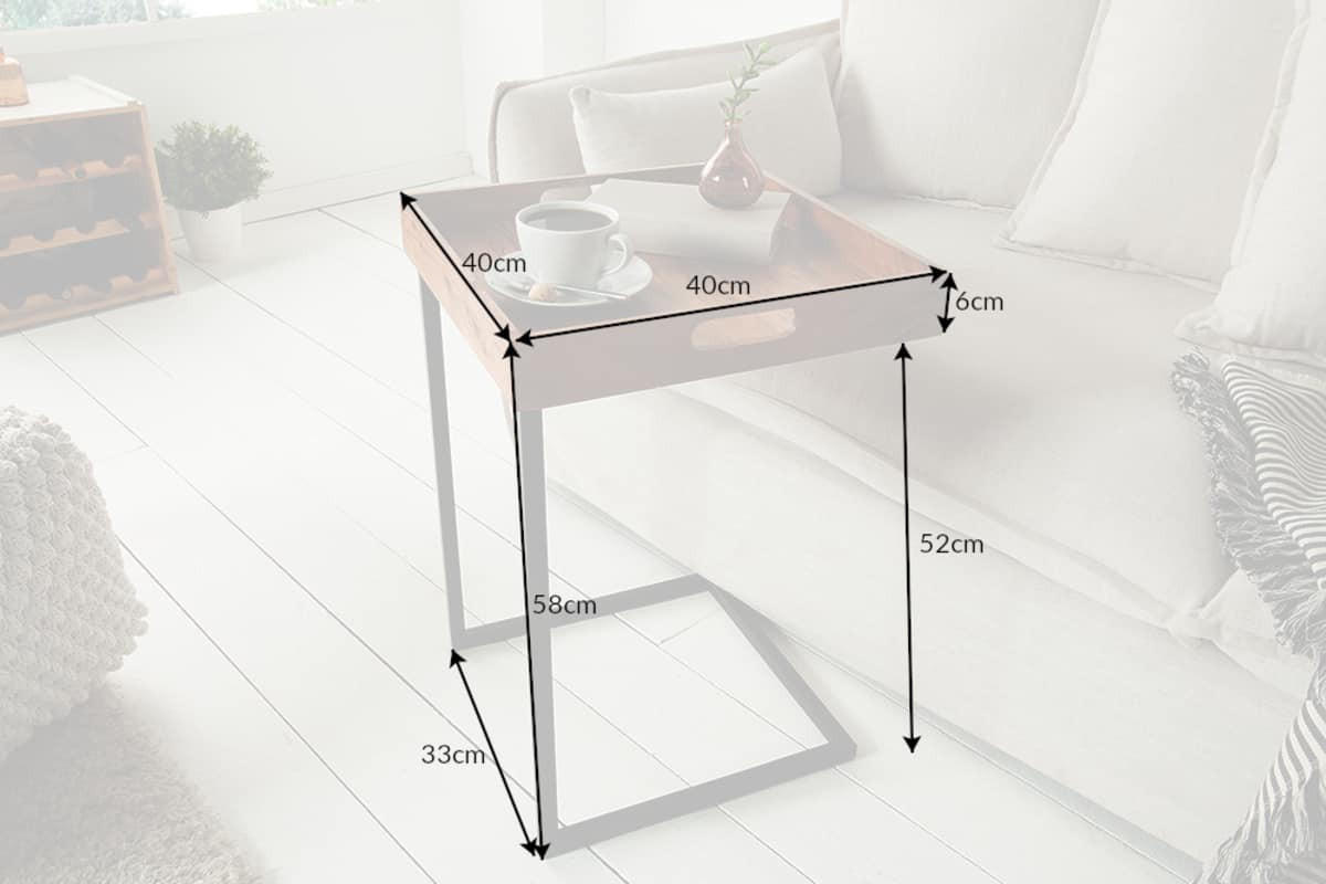 BEISTELLTISCH CIANO Akazie Schwarz 40cm - Schwarz/Braun, Holz/Metall (40/40/58cm) - riess-ambiente
