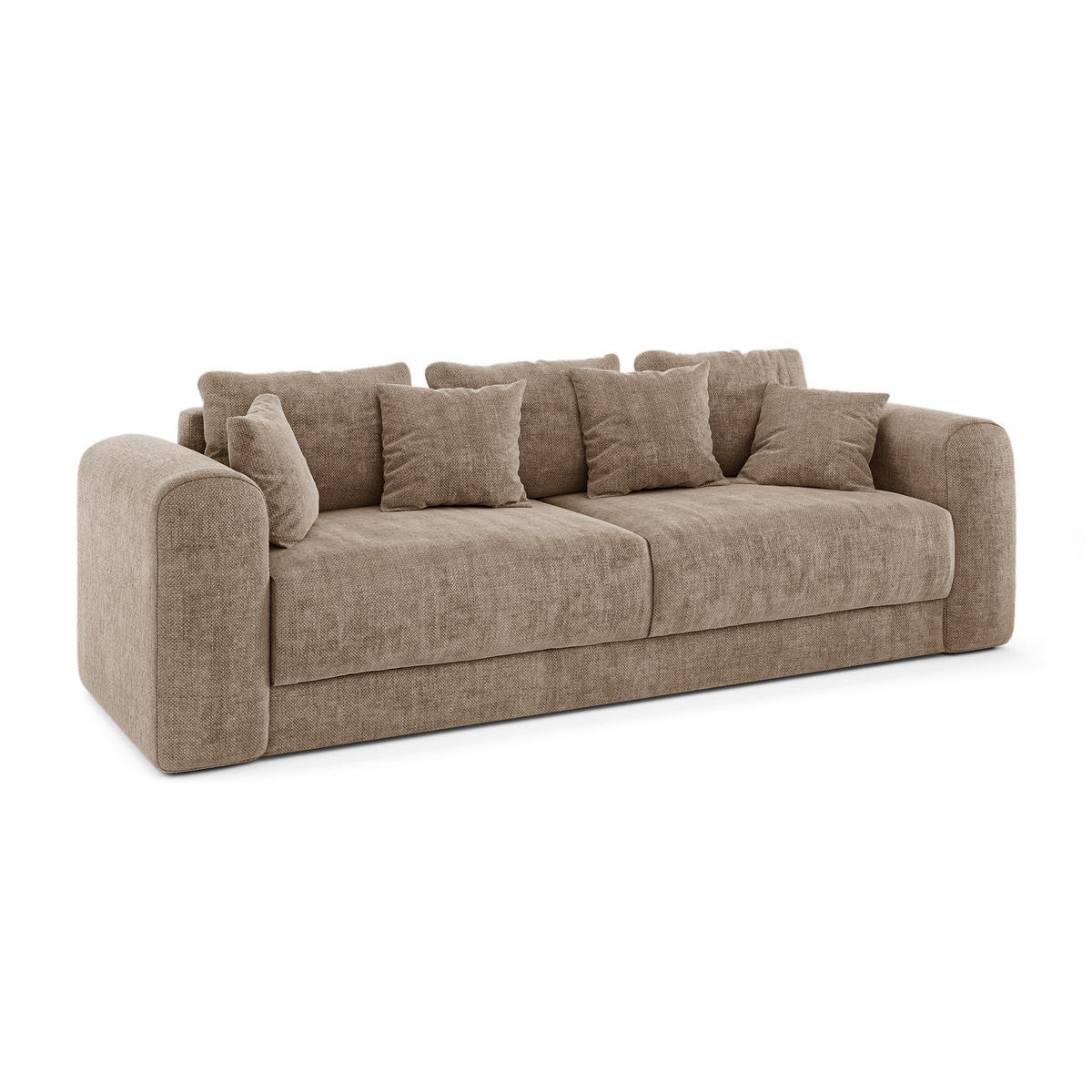 SCHLAFSOFA mit Stauraum in Nussbaum RIO Köpergewebe Taupe 250cm - Taupe, Textil (250/90/95cm) - Sia Home
