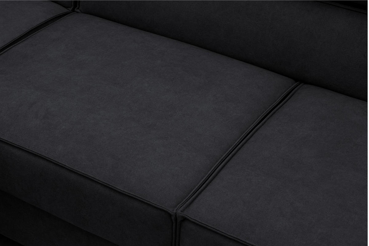 ECKSOFA PURE U Links mit Schlaffunktion 127x270 Velours Graphit - Graphitfarben/Schwarz, Holz/Textil (340/204cm) - Muffo
