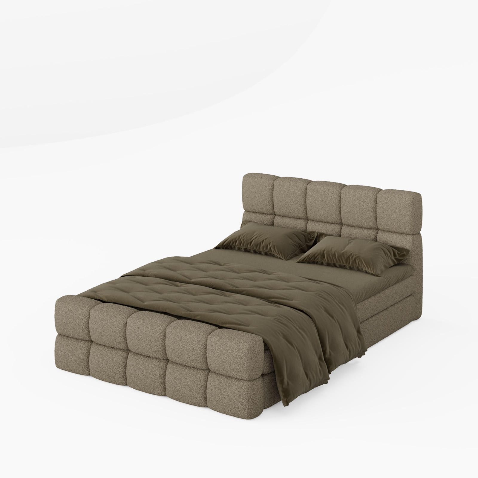 BOXBETT Vanessa 180/200 cm, in Beige, Bouclé-Stoff, Bettkasten, Matratze, Topper - Beige, Textil (180/200cm) - Barchello