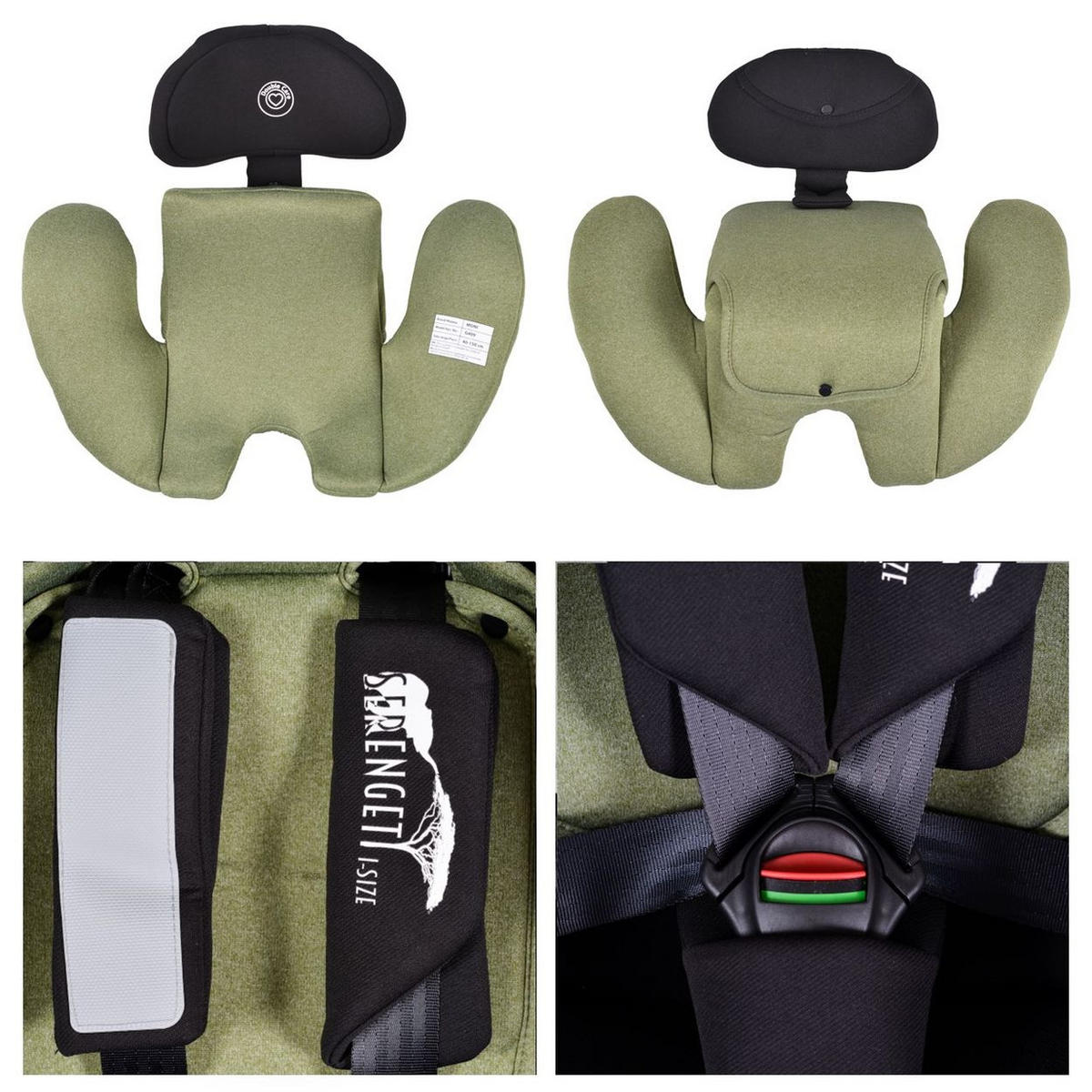 KINDERSITZ Serengeti i-Size grün (40-150cm) Isofix, Kuscheltier, Nackenkissen - Grün, Kunststoff (44/60/17cm) - Moni