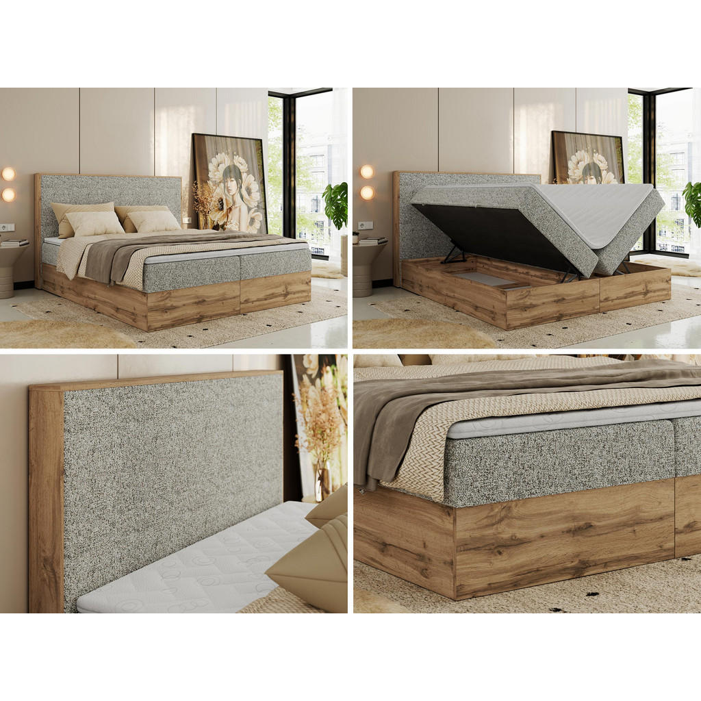 Thumbnail - MKS Boxbett, Beige, Textil, 2-Sitzer, H3, Rechteckig, 140x200 cm, Oeko-Tex®, Schlafzimmer, Betten, Boxspringbetten