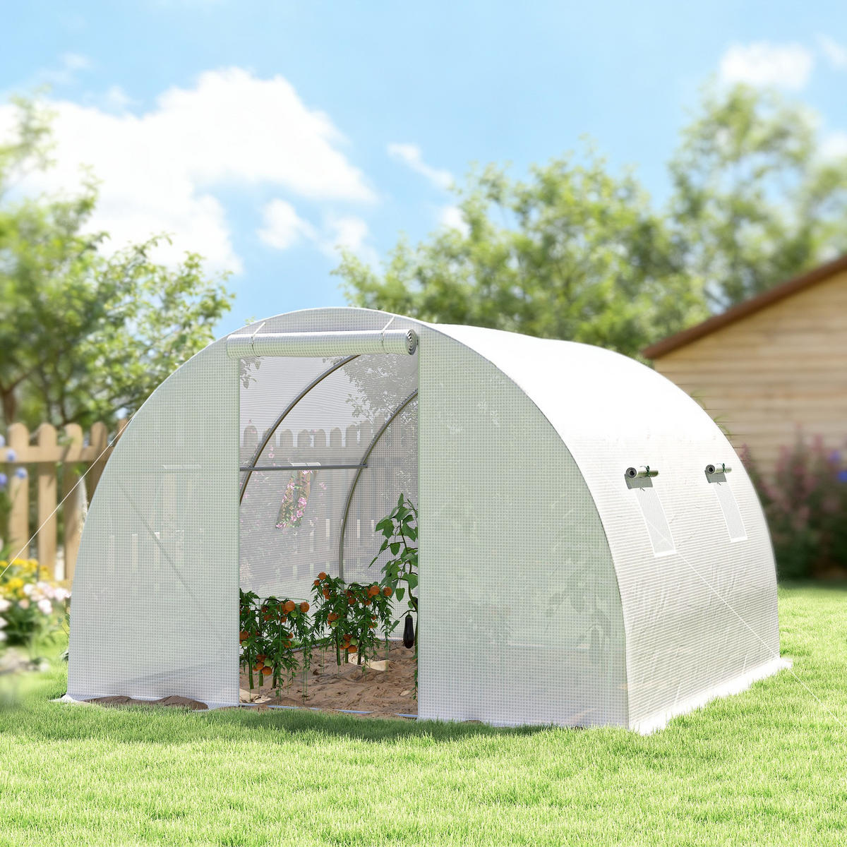 GEWÄCHSHAUS DE-12057 9 m² mit 4 Fenstern Weiß - Weiß, Kunststoff (300/200/300cm) - ComfortXL