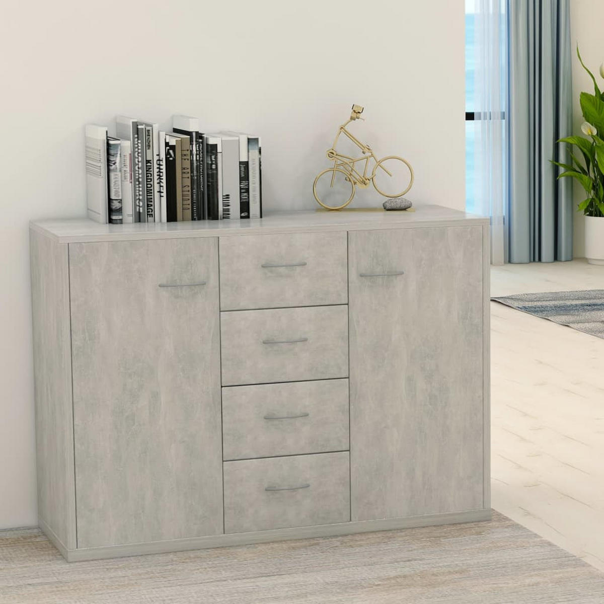 SIDEBOARD Betongrau 88/30/65 Cm Holzwerkstoff - Hellgrau/Grau, Holz/Metall (88/65/30cm) - vidaXL
