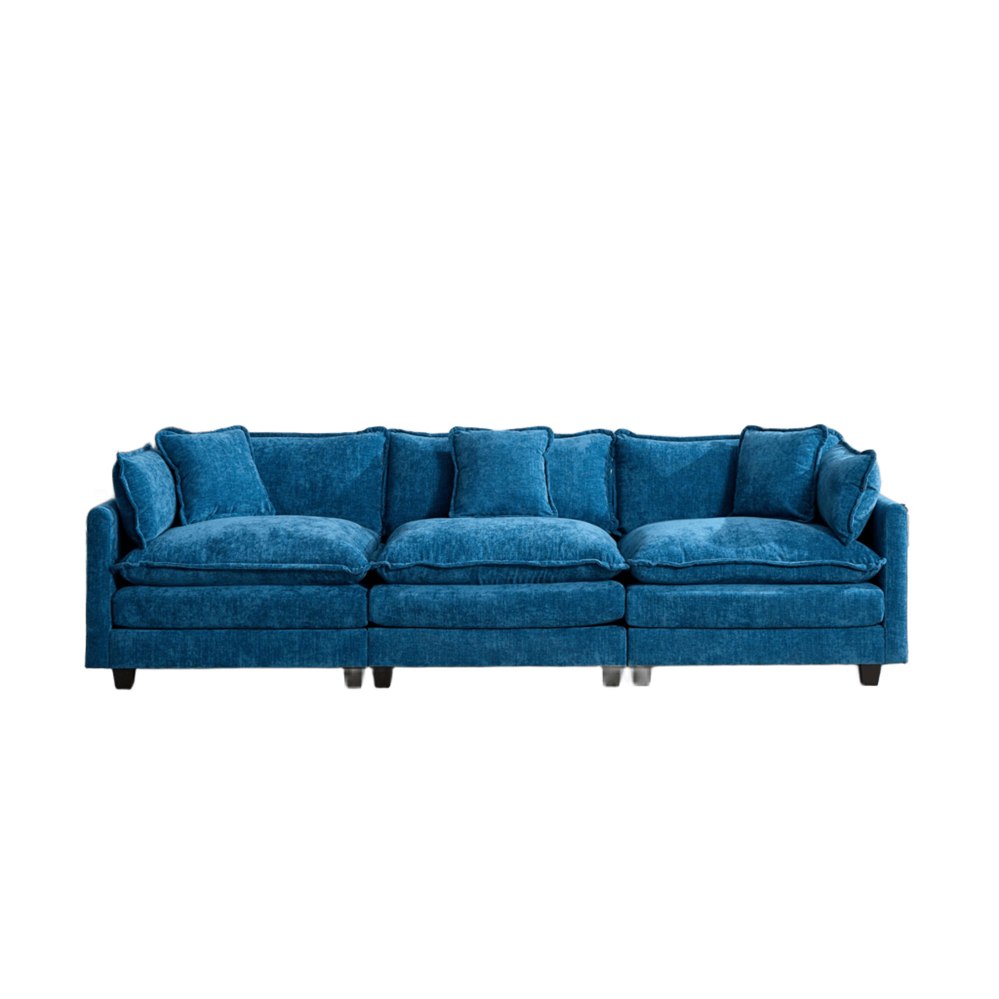 3-SITZER-SOFA aus Chenille mit modularem Design, blau - Blau, Textil (75/84/289cm) - Luhomfu