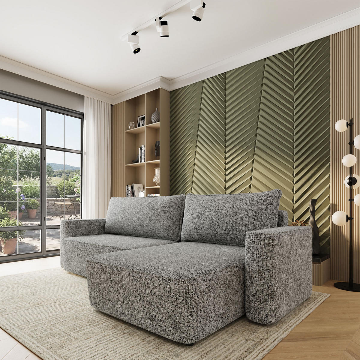 ECKSOFA BELARO BL Hellgrau Chenille mit Schlaffunktion - Hellgrau, Holz/Textil (280/162cm) - MASSENO
