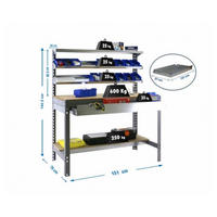 WERKBANK BUFFALO mit Frontablage und Schubfach | HxBxT 84x150x76cm | Traglast 600kg | Grau - Grau, Metall (150/84/76cm) - PROREGAL