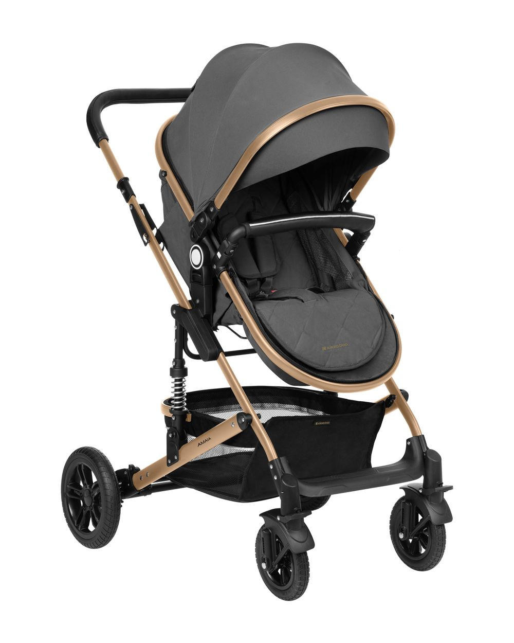 KOMBIKINDERWAGEN Amaia 3 in 1 dunkelgrau Size Babyschale umbaubar Federung Tasche - Dunkelgrau, Metall (86/50/107cm) - Kikka boo