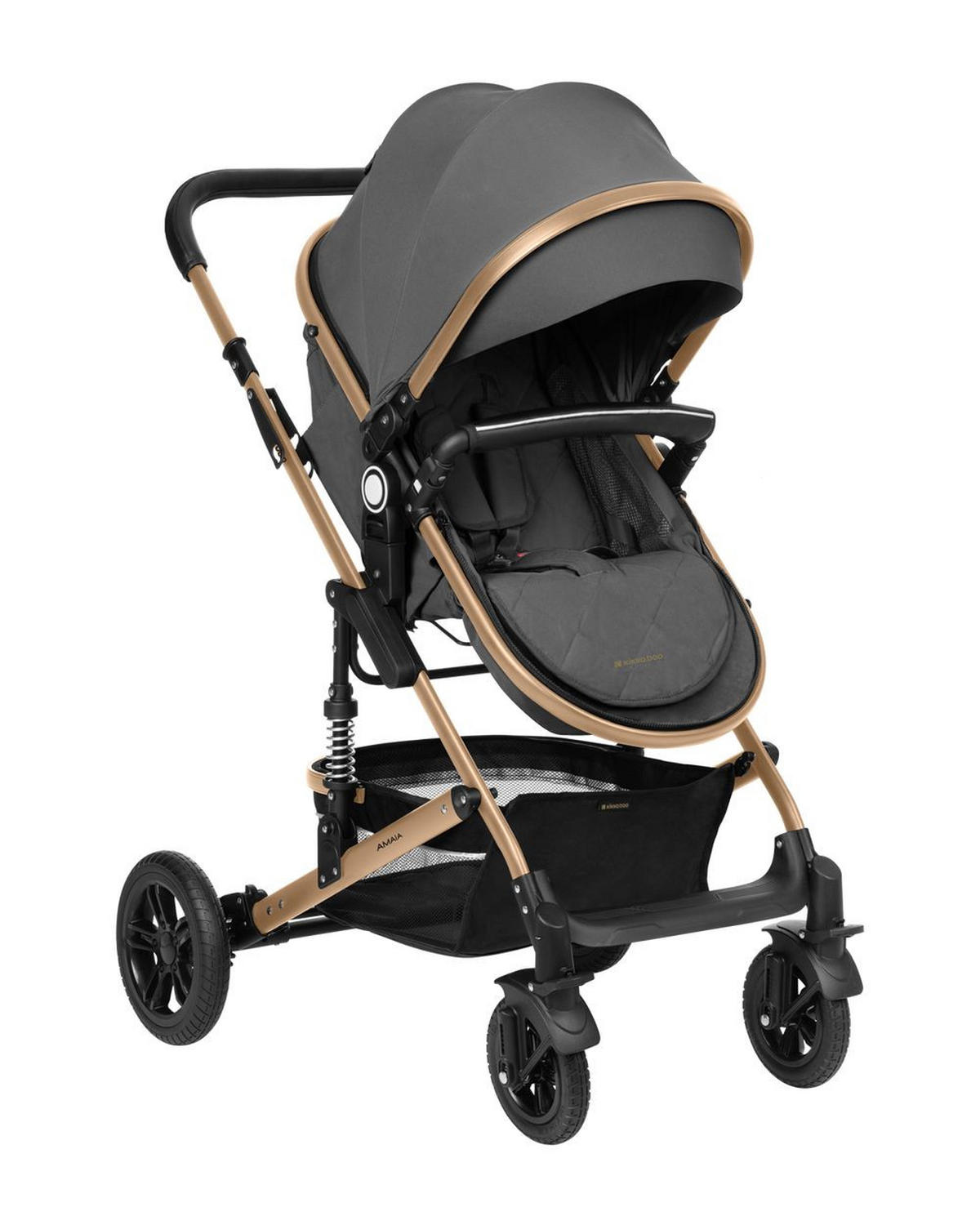 KOMBIKINDERWAGEN Amaia 3 in 1 dunkelgrau Size Babyschale umbaubar Federung Tasche - Dunkelgrau, Metall (86/50/107cm) - Kikka boo
