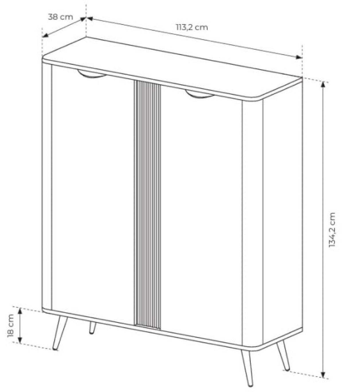KOMMODE Hoch ERIS Mit Hohen Beinen Und Rillen - Braun, Holzwerkstoff (113.2/134.2/38cm) - Sepro Meble