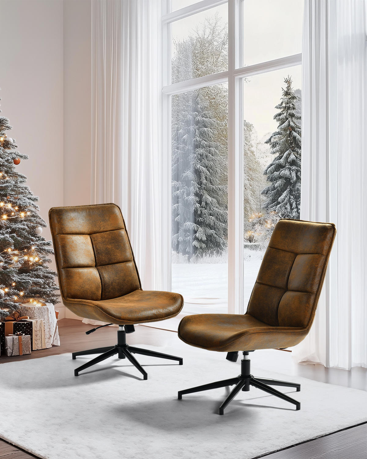 DREHESSEL 2er Set in Wildleder-Optik - Braun, Textil (59/93/77cm) - Meubles Cosy