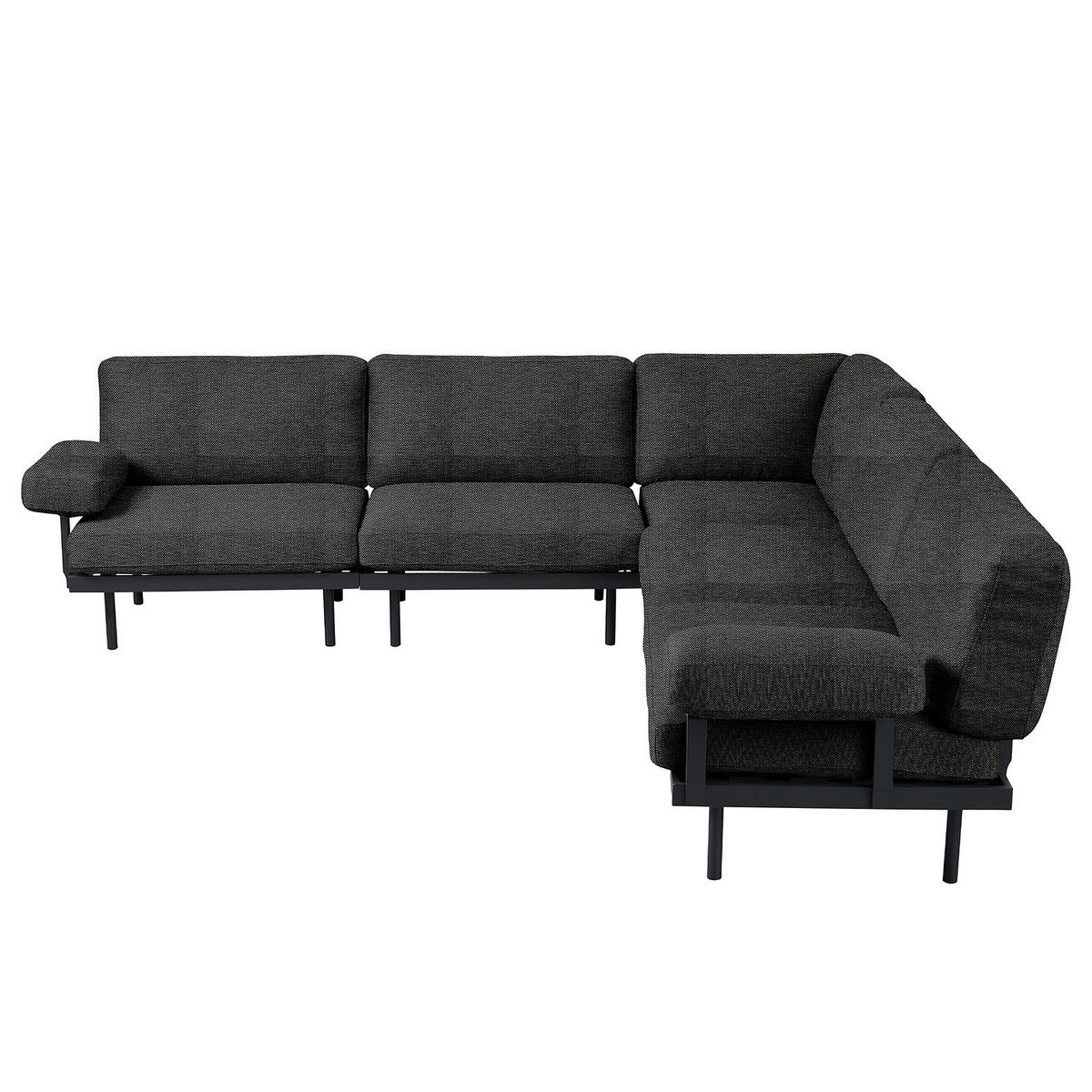 OUTDOOR-ECKSOFA - Schwarz, Textil/Metall (273/80/273cm) - home24