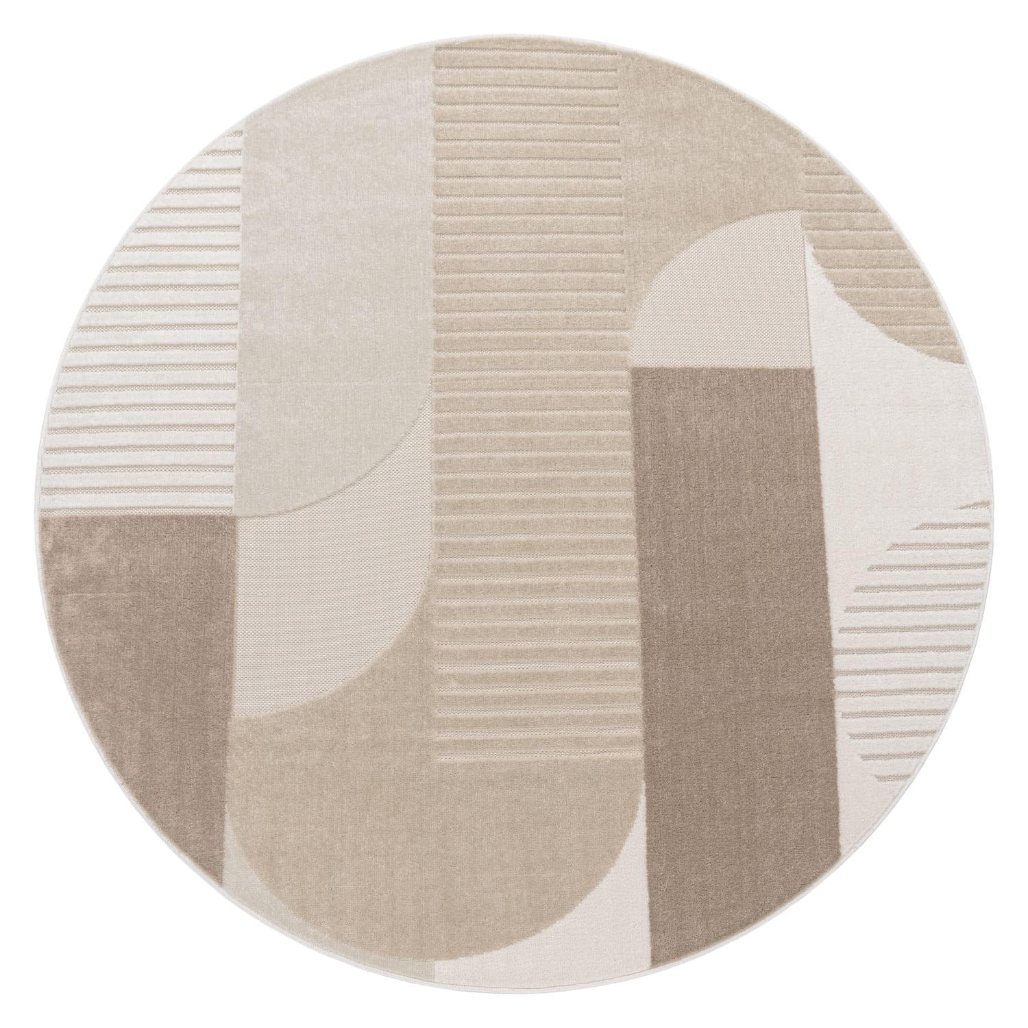 TEPPICH Kurzflor Abstrakt Wohnzimmer schmutzabweisend Beige Rund 200D - Beige, Textil (200/200cm) - KADIMA DESIGN