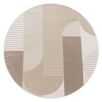 TEPPICH Kurzflor Abstrakt Wohnzimmer schmutzabweisend Beige Rund 200D - Beige, Textil (200/200cm) - KADIMA DESIGN
