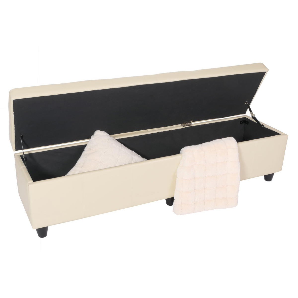 SITZBANK MIT AUFBEWAHRUNG XXL Cremeweiß - Creme, Leder (180/45/45cm) - MCW