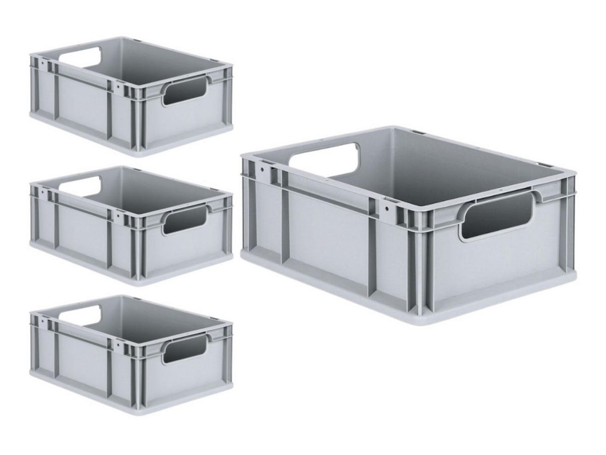 EUROBOX 4x Nextgen Economy Griffe Offen 17x30x40cm 16 Liter - Grau, Kunststoff (30/17/40cm) - PROREGAL