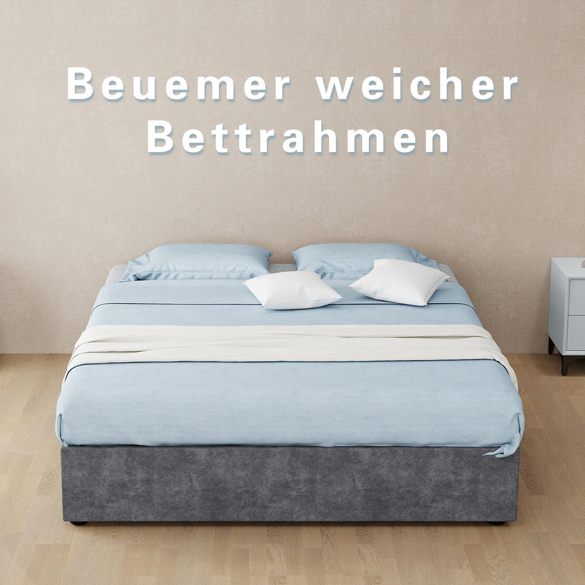 POLSTERBETT 140/200 cm in Grau Stoff mit Kopfteil und geometrischem Design - Grau, Holzwerkstoff/Textil (140/200cm) - STILVORA