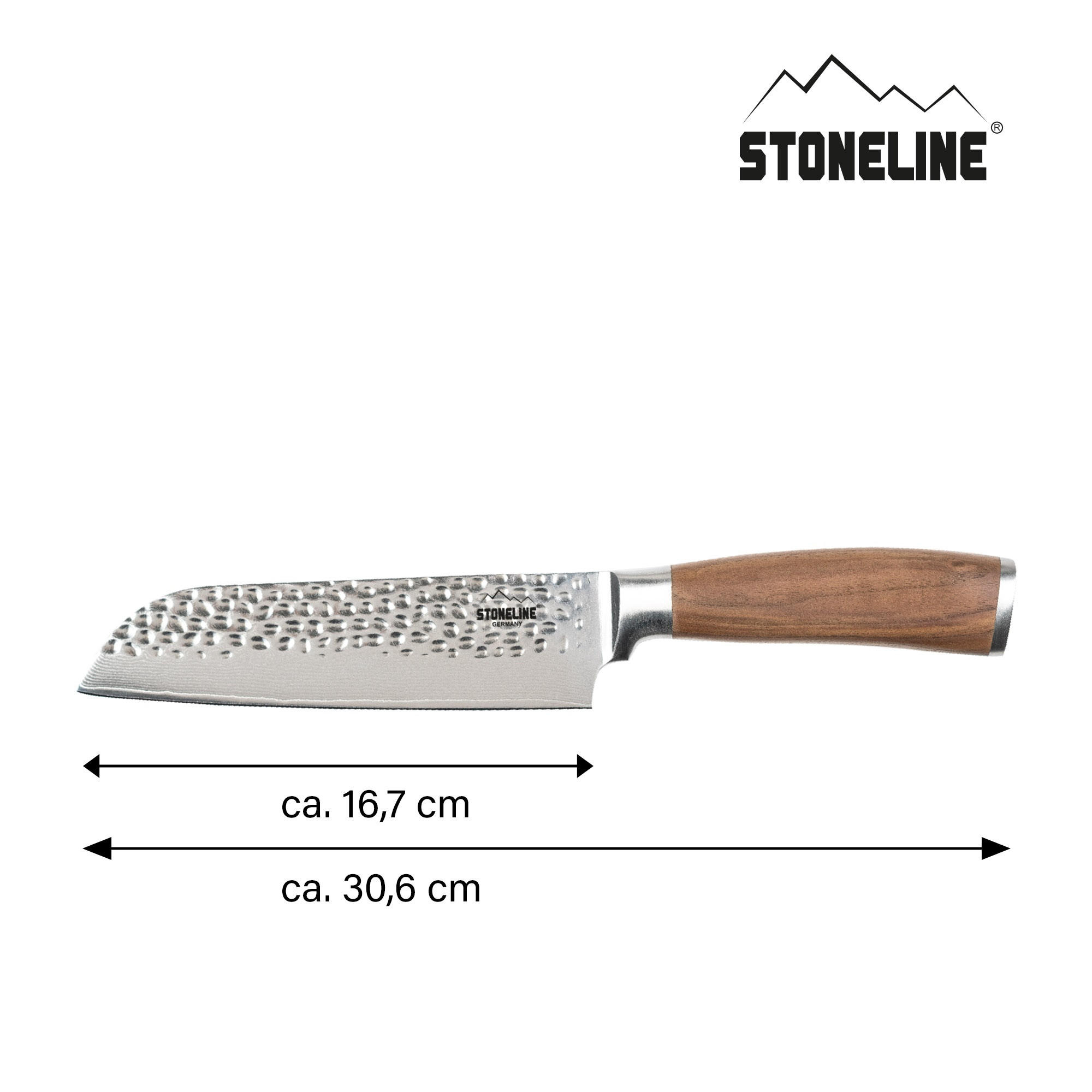 HAMMERSCHLAG DAMASTMESSER SANTOKUMESSER - Schwarz, Metall (16.5cm) - Stoneline