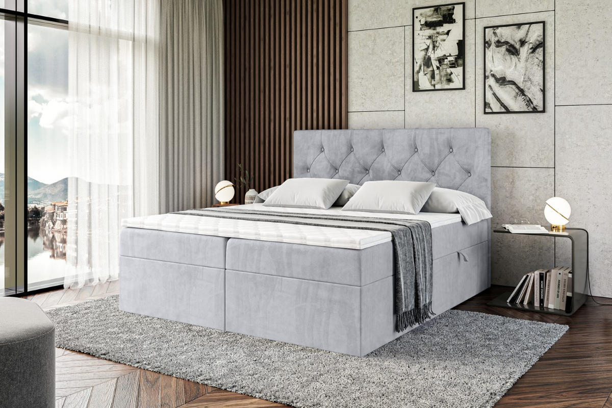 BOXBETT mit Matratze H3 und Lattenrost - MIRAGE - 120x200 Hellgrau - Hellgrau, Holzwerkstoff (120/200cm) - ALTDECOR