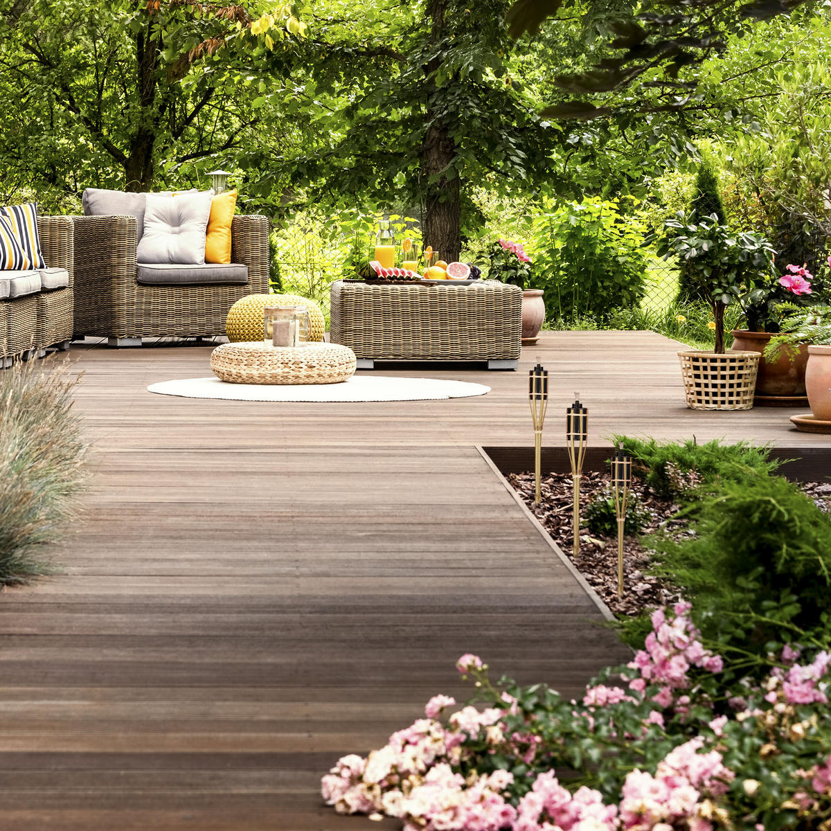 12XGARTENFACKEL - Hellbraun, Holz/Metall (50cm) - Relaxdays