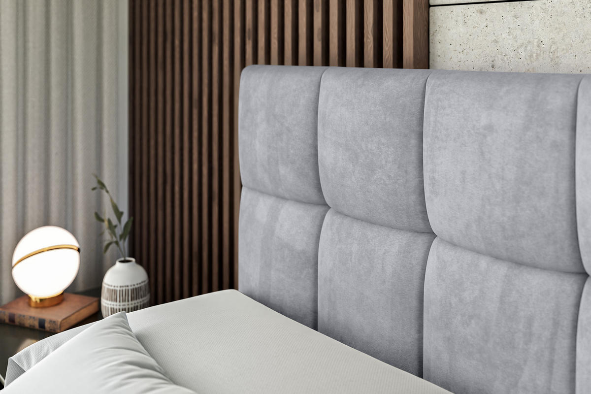 BOXBETT mit H4-Matratze und Lattenrost - RICAR - 120x200 Hellgrau - Hellgrau, Holzwerkstoff (120/200cm) - ALTDECOR