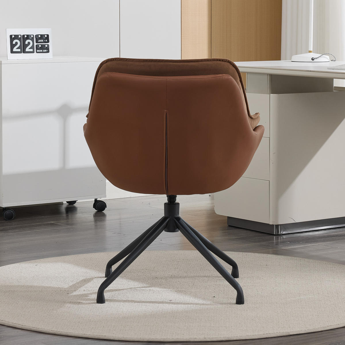 STUHL Kunstleder mit 360°-Drehfunktion, DE-42311, Braun - Braun, Metall (66/80/67.5cm) - ComfortXL