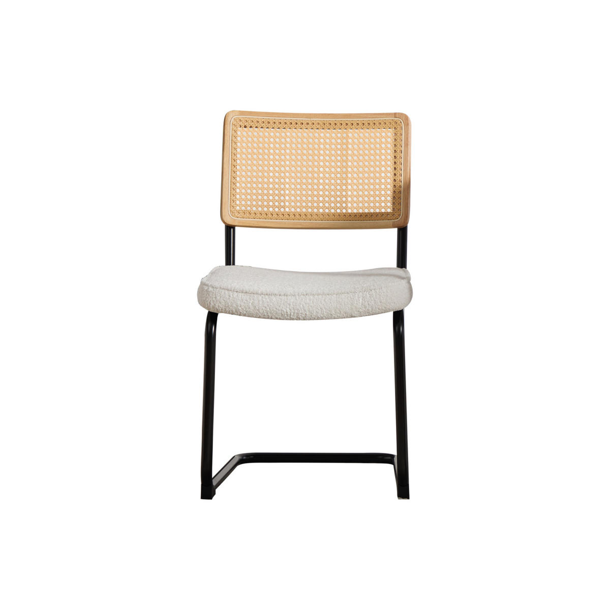 SCHWINGSTUHL DE-36881 2er-Set mit Rattan-Rückenlehne und Chenille-Sitz Elfenbein - Creme, Metall (58/86/46cm) - ComfortXL