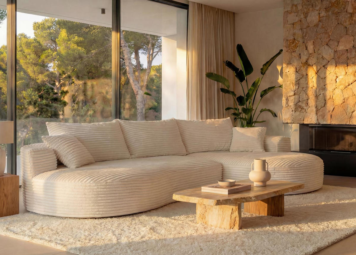 SOFA-GARNITUR Weiß - Weiß, Textil (296/61/159cm) - MCW