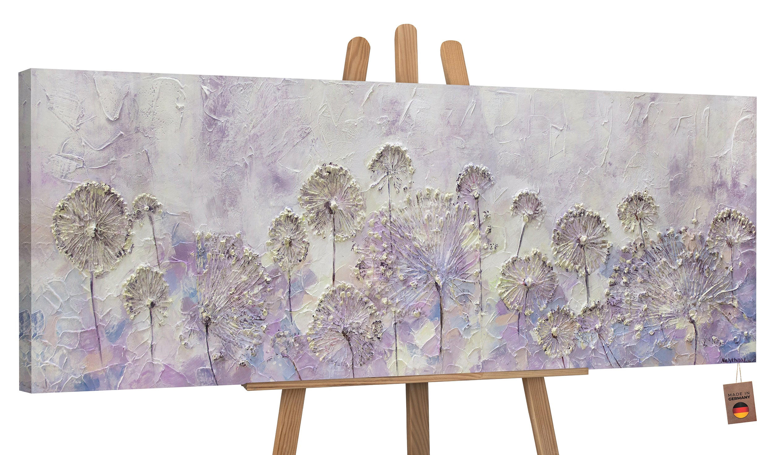 GEMÄLDE Frühlingsanfang auf Keilrahmen 150x50 cm - Lila, Holz (150/50cm) - YS-art gallery
