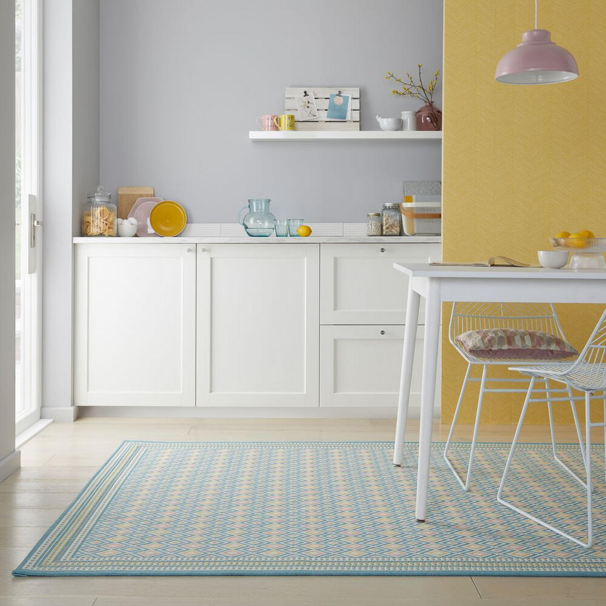 OUTDOOR-TEPPICH Pastell-Streifen, sommertauglich, eisfarben RAVENGLASS, Pastellfarben 160x230 cm - Pastellblau, Textil (160/230cm) - KADIMA DESIGN
