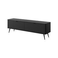 TV-LOWBOARD Flore 163 cm Schwarz - mit geriffelten Fronten - 2 Türen - Schwarz, Holz/Holzwerkstoff (163/51/38cm) - Ravio