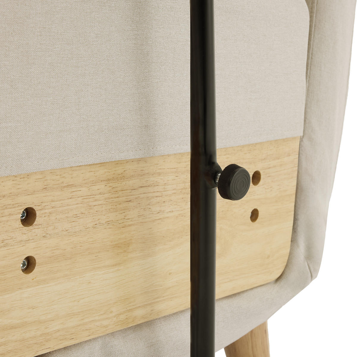 SCHLAFSESSEL Leinen Beige mit Schlaffunktion, Kissen und Holztablett - Beige/Naturfarben, Holz/Holzwerkstoff (66/88/74.5cm) - WISHDOR