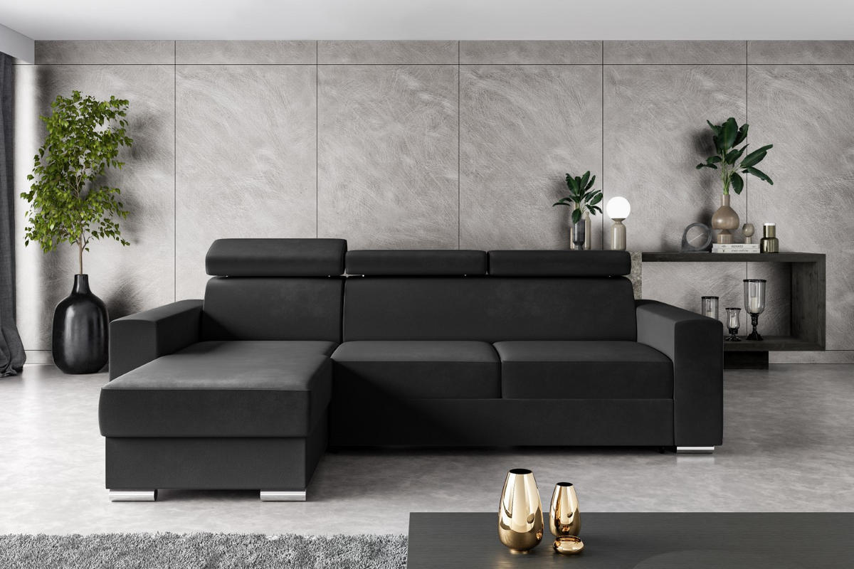 ECKSOFA in L-Form Corner Sofa Bett Eckcouch Couch Wohnlandschaft Cauchsofa FIX - 242x168 cm Schwarz - Schwarz, Holzwerkstoff/Kunststoff (242/168cm) - ALTDECOR
