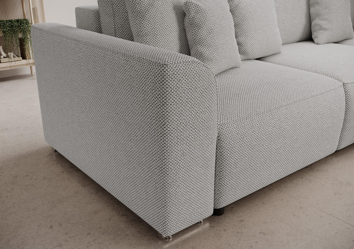 WOHNLANDSCHAFT GUSTO U Curio 80 mit Schlaffunktion - Grau, Textil (368/85/193cm) - Bedante