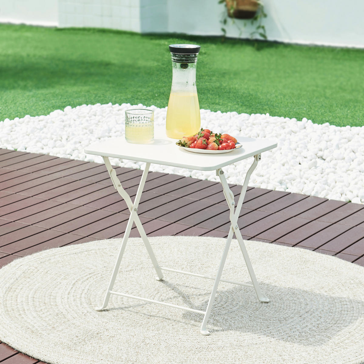 GARTENKLAPPTISCH Vegårshei - Weiß, Metall (40/40/45cm) - [en.casa]