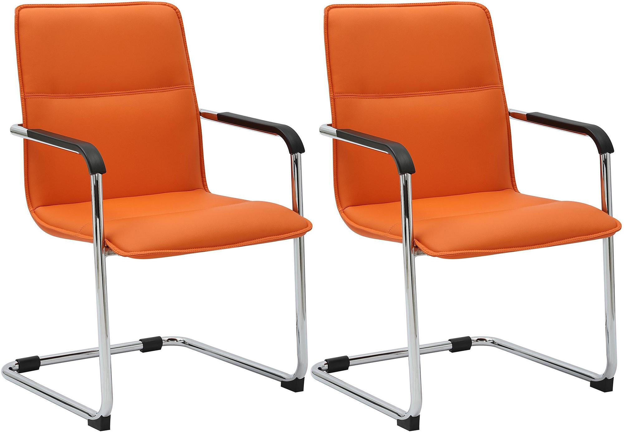 SCHWINGSTUHL 2er Set Lederlook Orange - Orange, Textil/Metall (57/92/59cm) - CLP