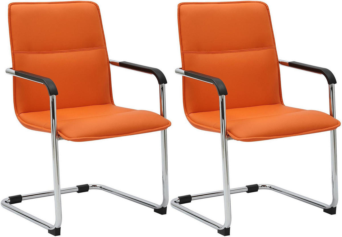 SCHWINGSTUHL 2er Set Lederlook Orange - Orange, Textil/Metall (57/92/59cm) - CLP