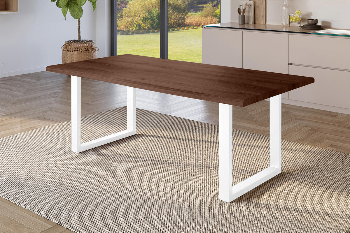 ESSTISCH JULIUS U - Nussbaumfarben/Weiß, Holz (100/240/77cm) - SAM