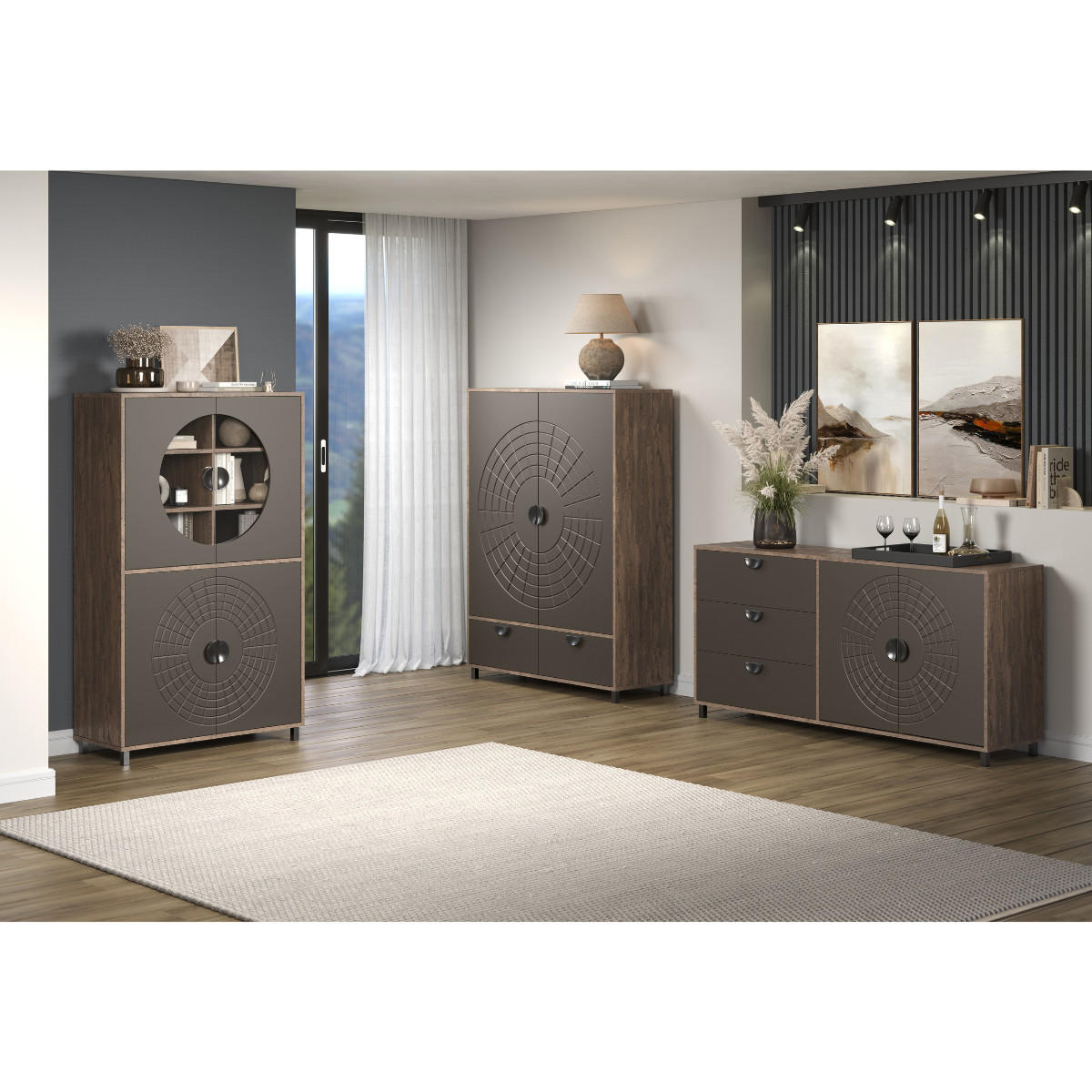 SIDEBOARD mit 2 türen und 1 schublade - fusion 120/42/163 cm - Eschefarben, Holzwerkstoff (42/163/9cm) - Calicosy
