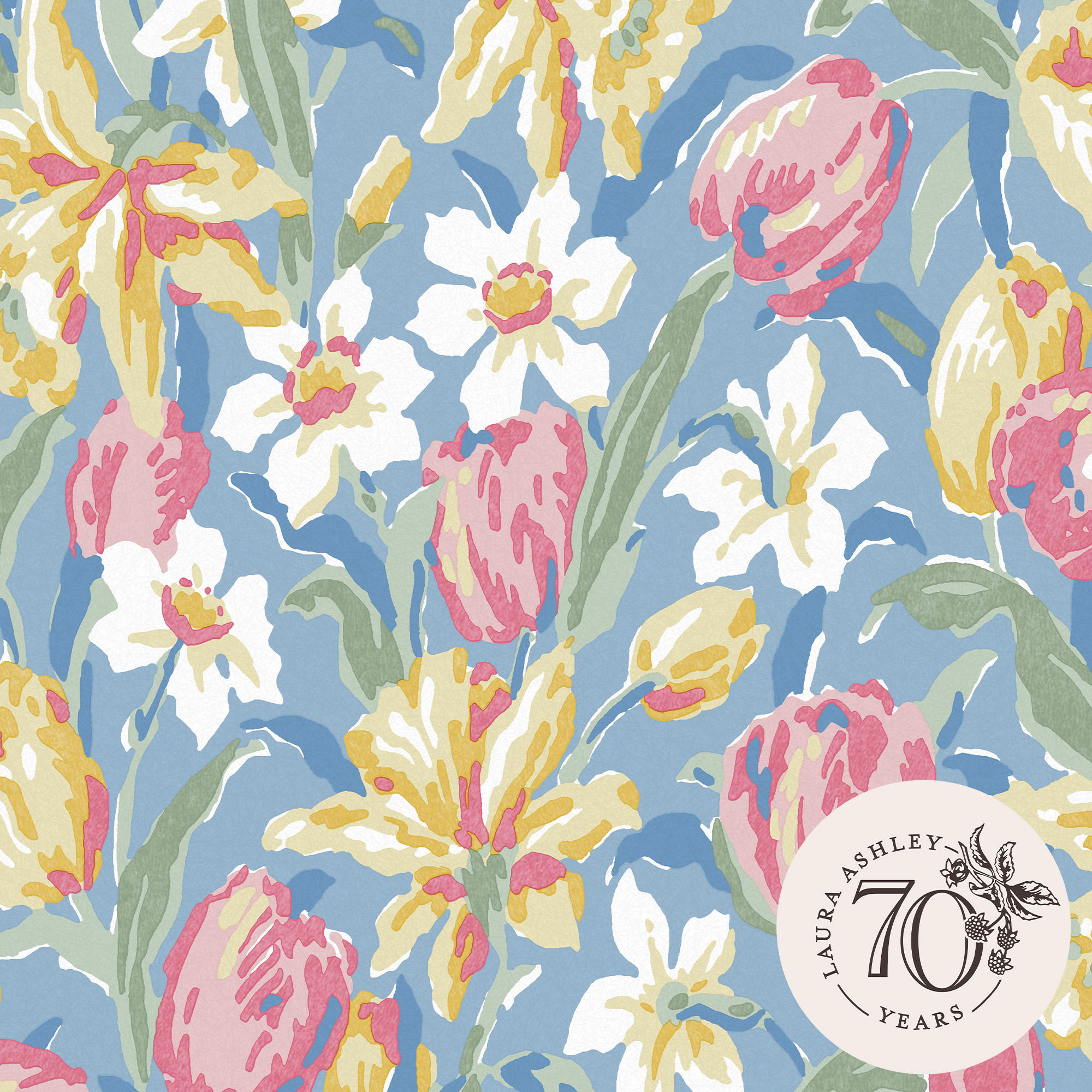 VLIESTAPETE Tulpen China Blau | Mehrfarbig | Blumen| 10mx52cm - Blau, Papier/Kunststoff (52/1000cm) - Graham & Brown