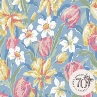 VLIESTAPETE Tulpen China Blau | Mehrfarbig | Blumen| 10mx52cm - Blau, Papier/Kunststoff (52/1000cm) - Graham & Brown