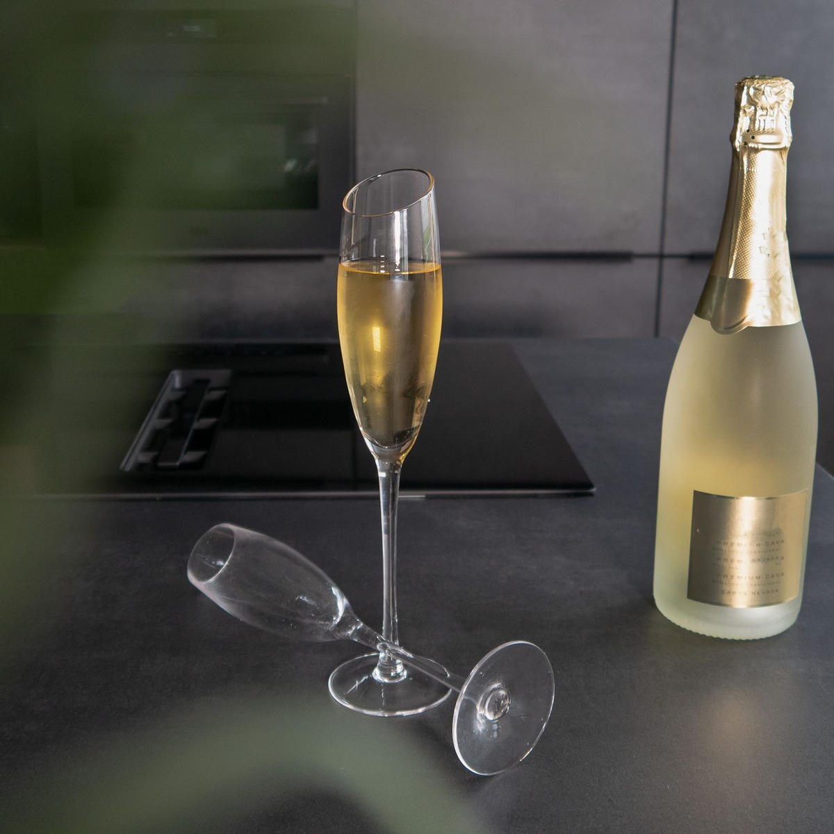 CHAMPAGNER/SEKT Glas mit moderner Kante 150 ml (4er-Set) - Transparent, Glas (0.15L) - Intirilife