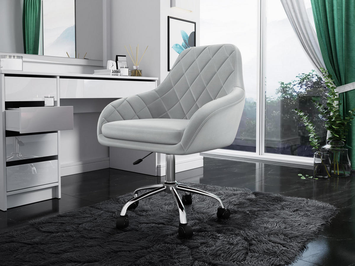 DREHSTUHL Muz 1018-1 - Silberfarben/Grau, Textil/Metall (59/92/59cm) - MIRJAN24