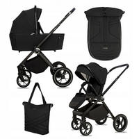 KINDERWAGEN Gavia 2in1 Schwarz Babywanne, Buggy Sportsitz, Faltbar, Wickeltasche - Schwarz, Textil/Metall (58/100cm) - BabyLux
