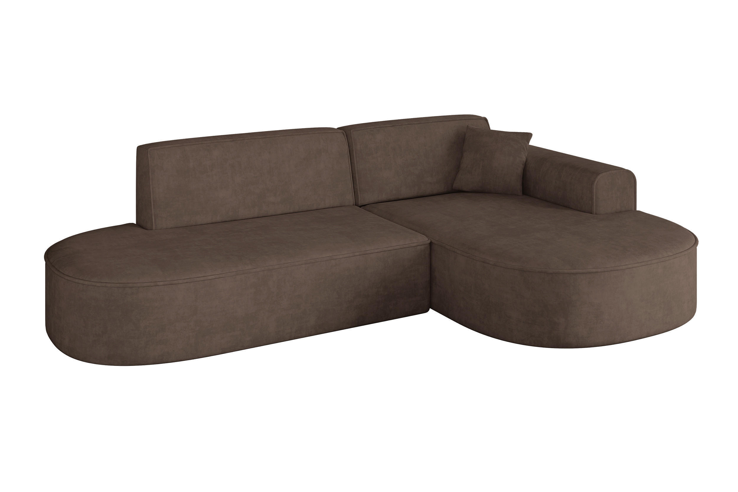 ALTDECOR ROHOVÁ SEDACÍ SOUPRAVA s otomanem vpravo MARI-L1 – 243 × 171 × 79 cm, hnědá barva, velur