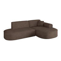 ECKSOFA Ottomane Rechts MARI-L1 - 243x171x79 cm Braun Velours - Schwarz/Braun, Holzwerkstoff/Kunststoff (171/243cm) - ALTDECOR