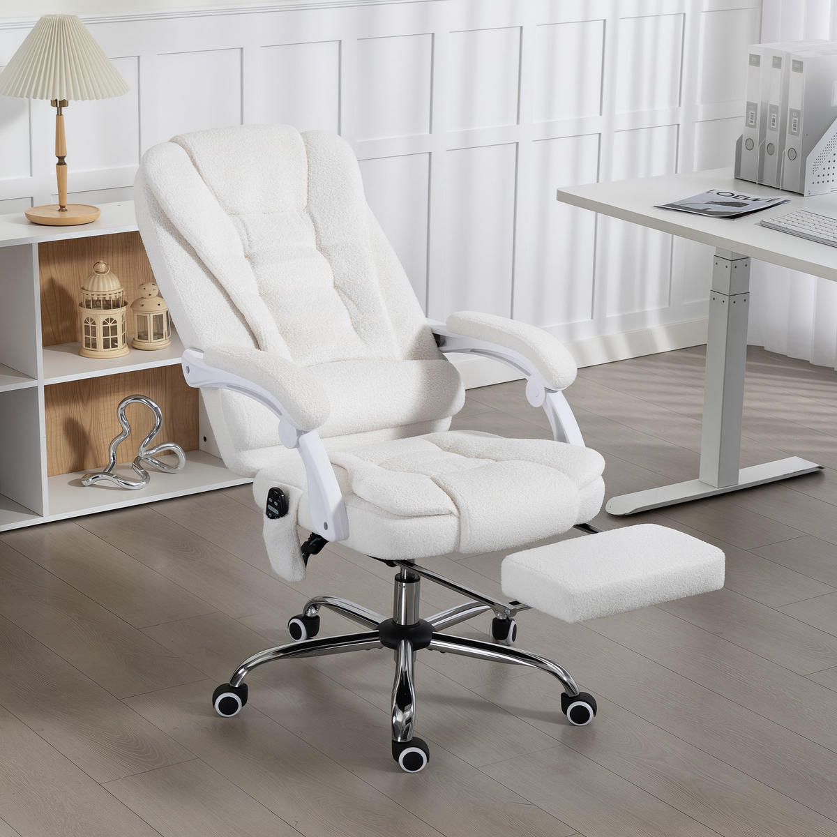 CHEFSESSEL DE-11830 Massage & Heizung Weiß - Weiß, Textil (70/119/65cm) - ComfortXL