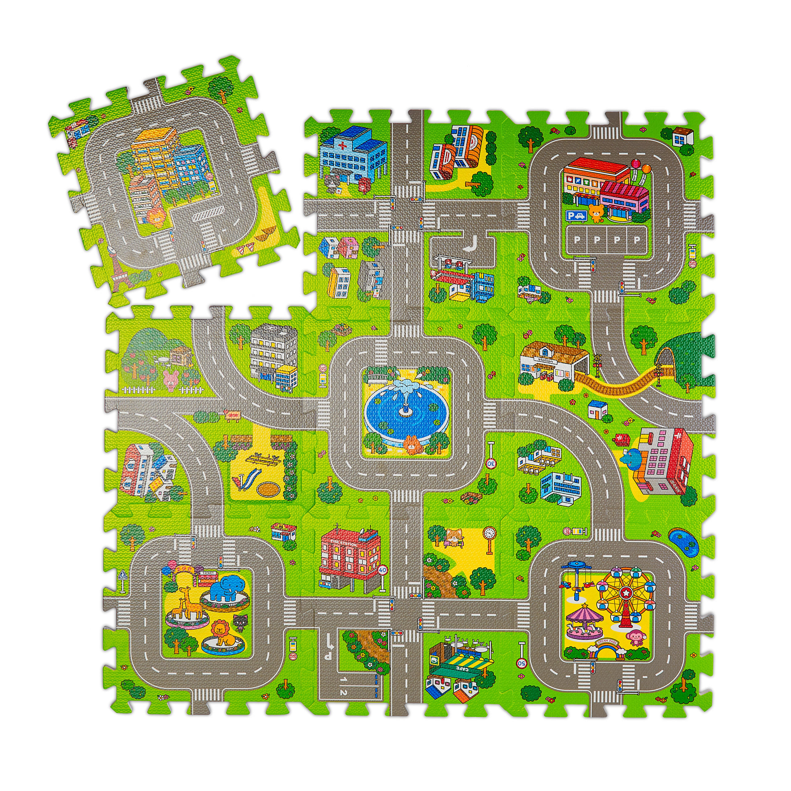 PUZZLEMATTE Straße - Multicolor, Kunststoff (31/31cm) - Relaxdays