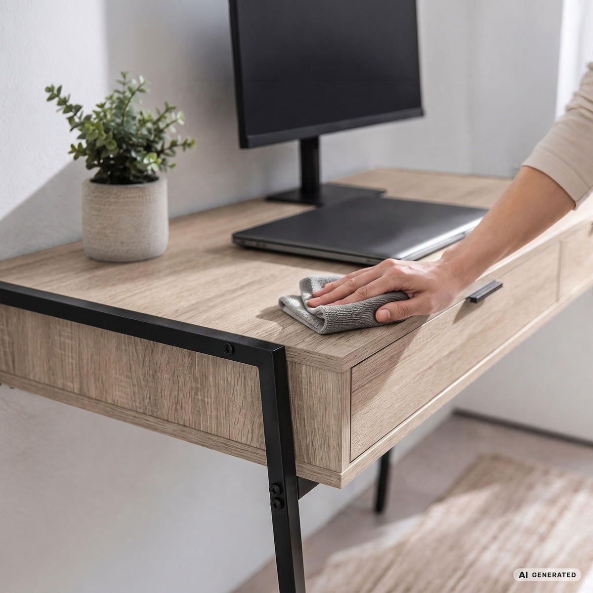 SCHREIBTISCH ZENTIA 100 cm Sonoma Eiche - Schwarz/Sonoma Eiche, Holzwerkstoff (100/45/80.5cm) - Akord