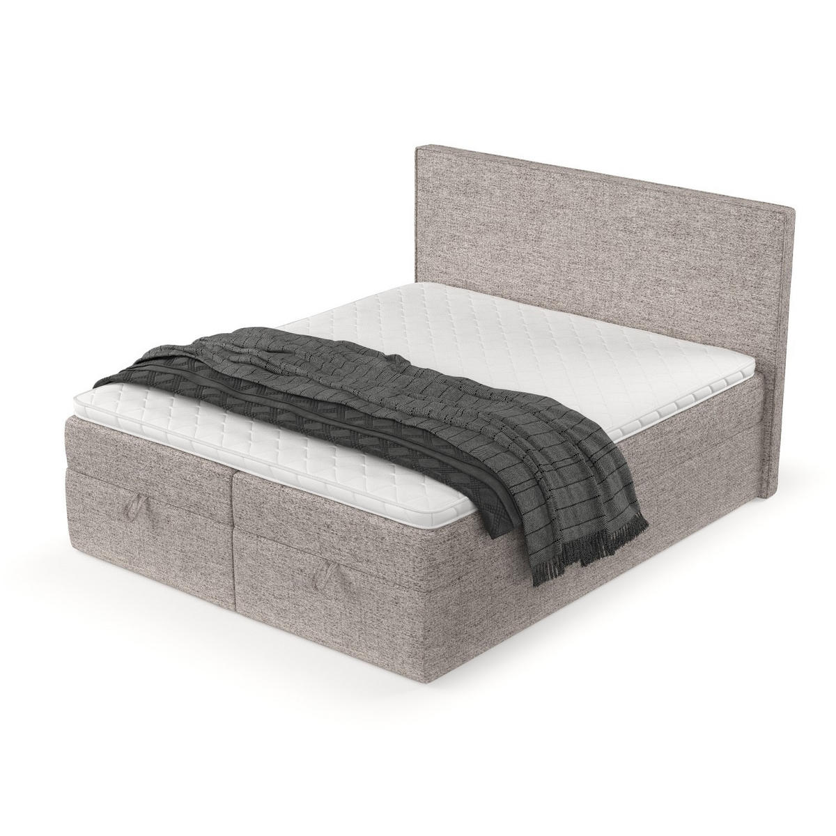 BOXBETT Velma 140/200 cm Beige im Neve Stoff - Beige/Schwarz, Holz/Holzwerkstoff (140/200cm) - AltaBeds